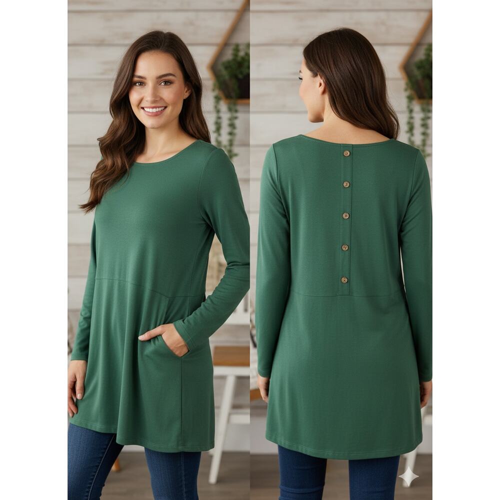 Soft Surroundings‎ Womens M Cottagecore Prairie Peasant Button Back Tunic Top - Picture 2 of 10
